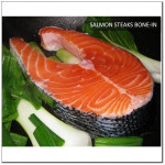 Salmon BONE-IN Atlantic Chile frozen MEDIUM SIZE portioned 1/3 CUTS for small roast +/- 1 kg/pc (price/kg)